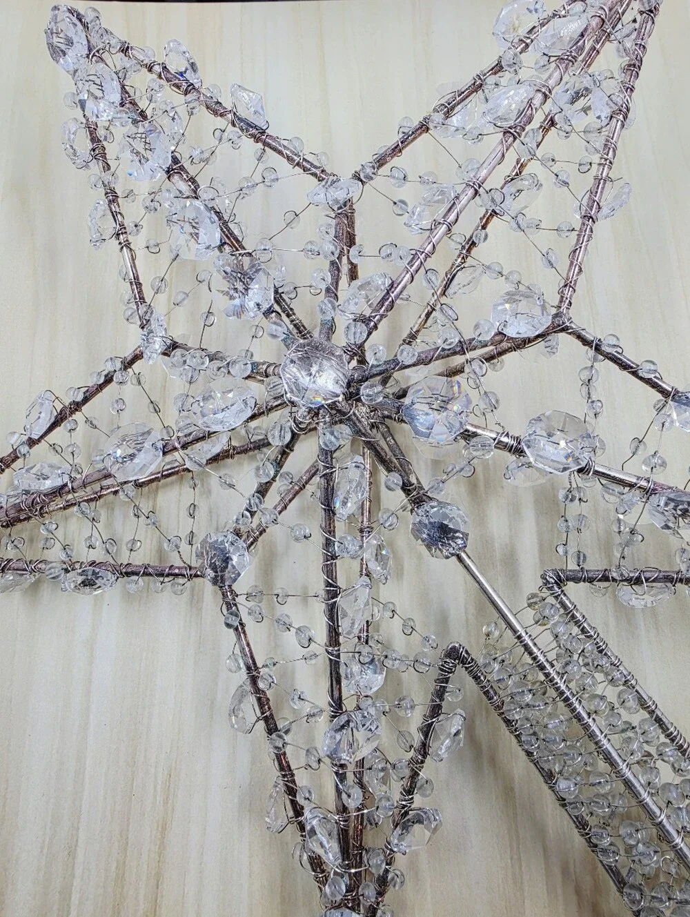 Pottery Barn Silver Crystal Chandelier Star Tree Ornament Topper Holiday